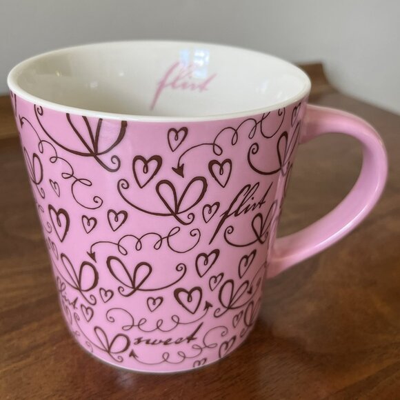 Starbucks Valentine's Day "Flirt" Mug 2006 New Bone China Pink Brown Coffee Cup - Picture 1 of 12